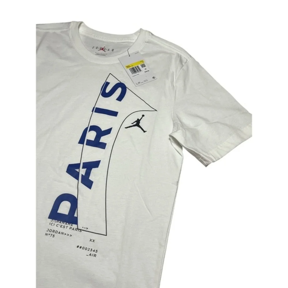 Jordan Paris Saint-Germain PSG T-Shirt White Blue DM3092-100 Mens Small‎ NWT